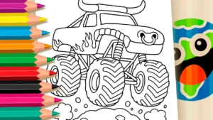 Monster Truck Touro Saltando para Colorir