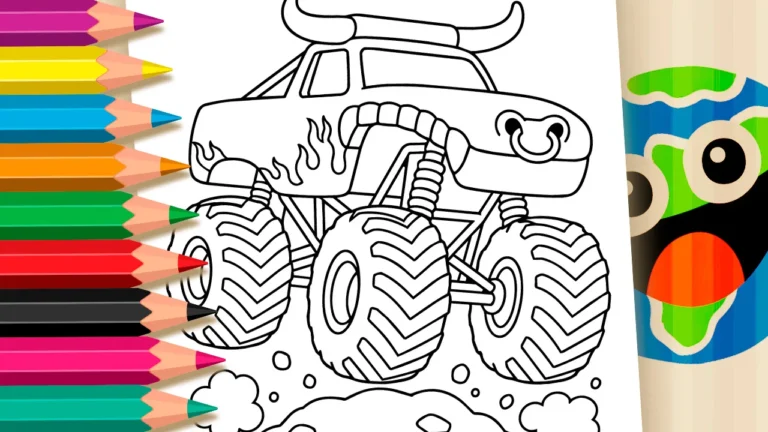 Monster Truck Touro Saltando para Colorir