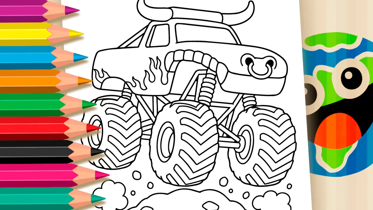 Monster Truck Touro Saltando para Colorir