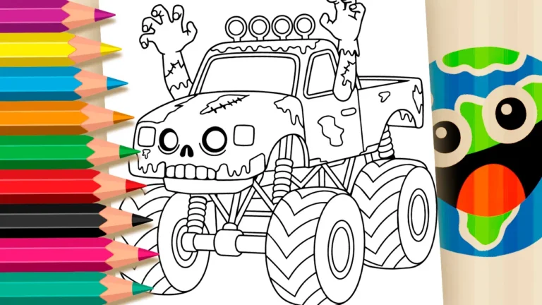 Monster Truck Zumbi com Lodo para Colorir