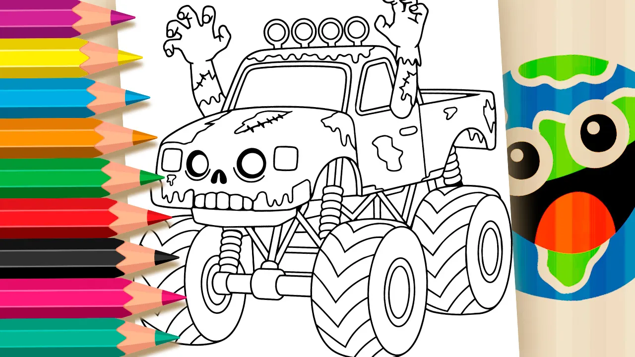 Monster Truck Zumbi com Lodo para Colorir