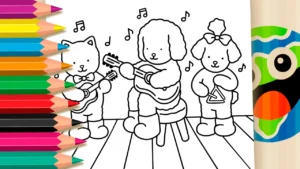 Trio Musical de Bichinhos para Colorir