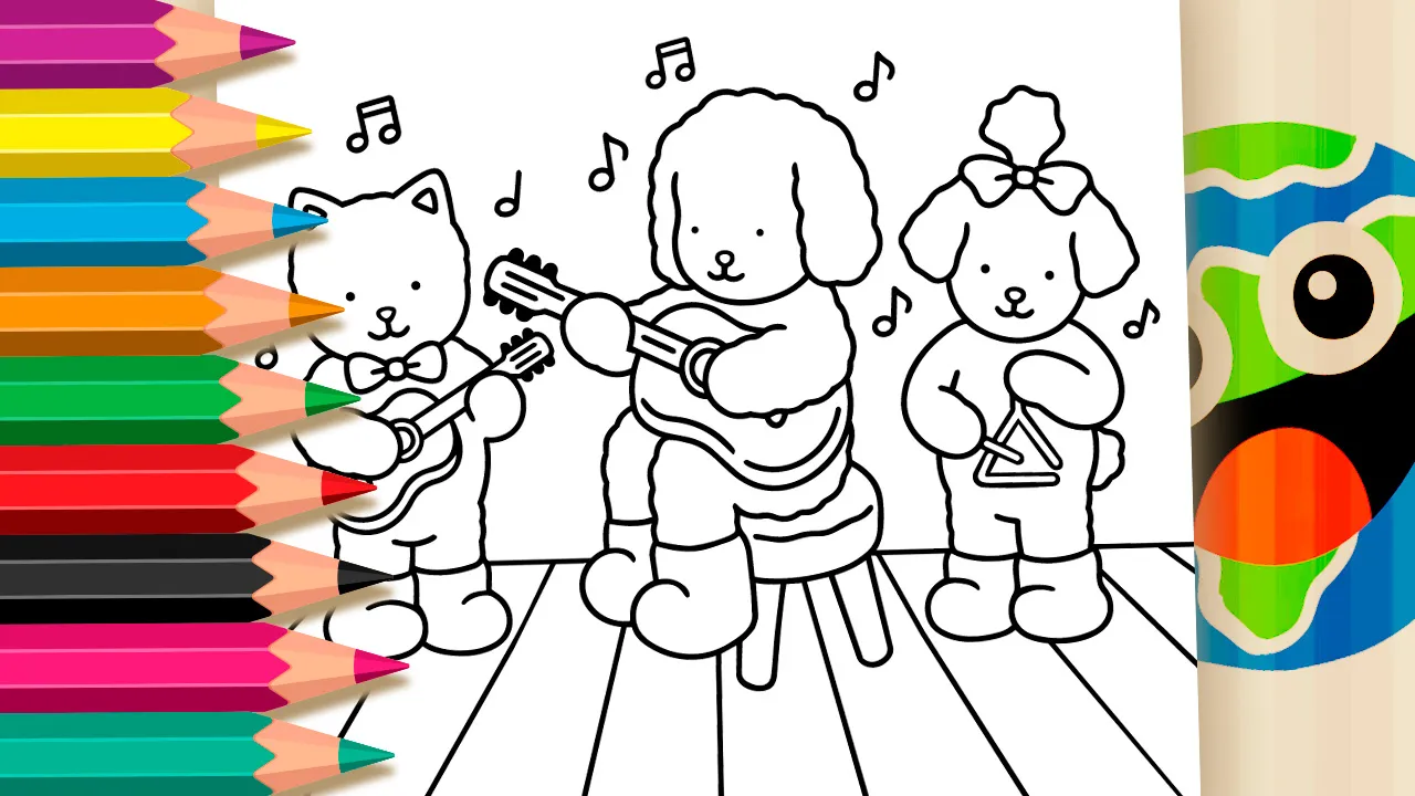 Trio Musical de Bichinhos para Colorir