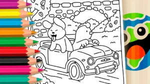 Galinha e Cachorrinho no Carro Conversível