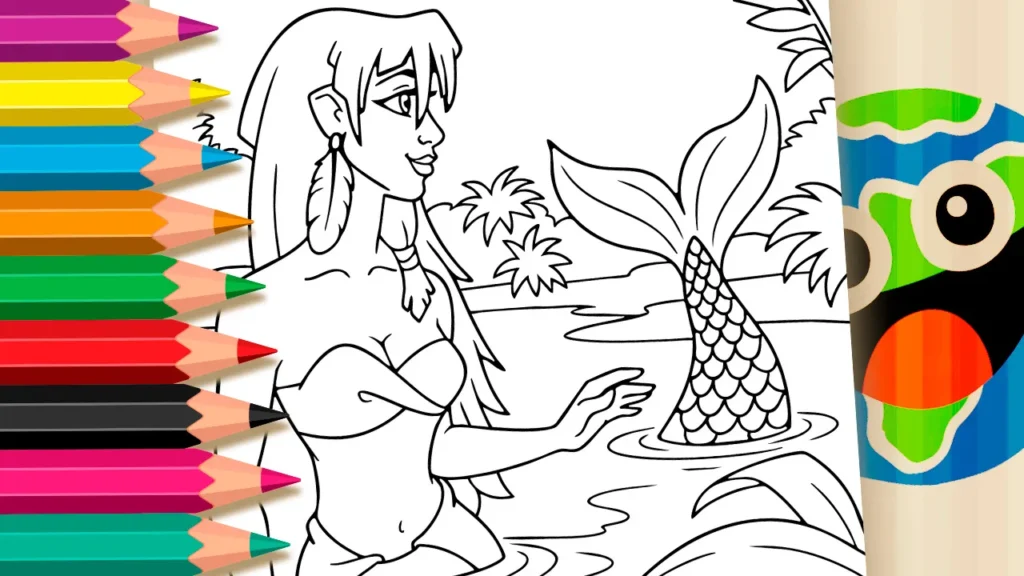Iara no Rio Amazônico para Colorir