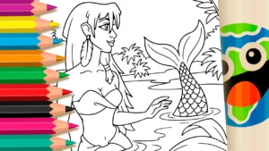 Iara no Rio Amazônico para Colorir