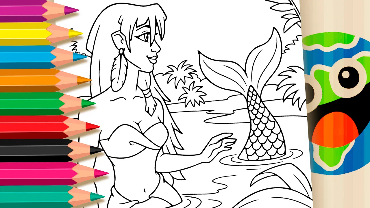 Iara no Rio Amazônico para Colorir