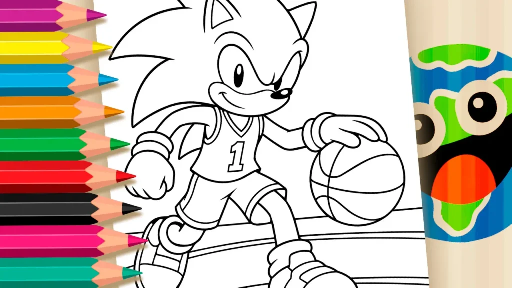 Sonic Jogando Basquete para Colorir