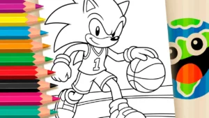 Desenho para colorir Sonic Jogando Basquete para Colorir