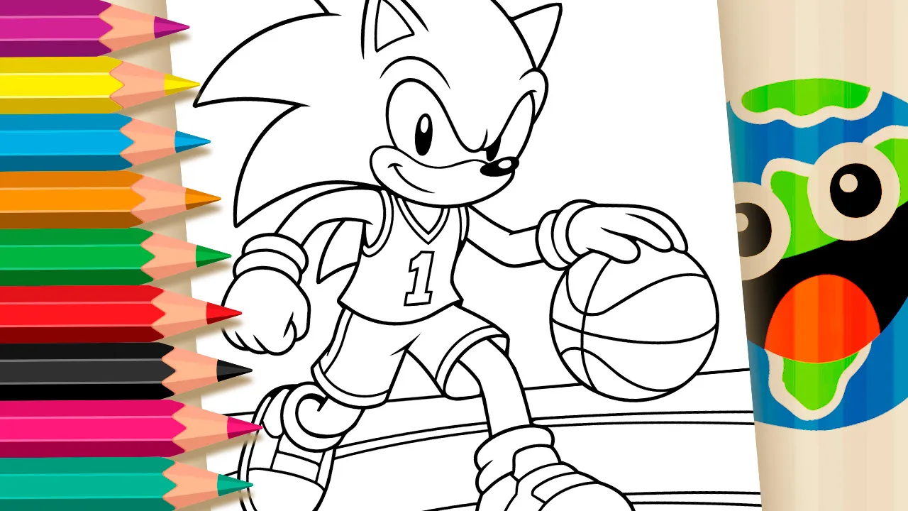 Sonic Jogando Basquete para Colorir