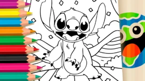 Stitch Dançando no Palco para Colorir