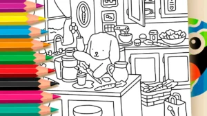 Coelhinho Fazendo Suco de Cenoura para Colorir