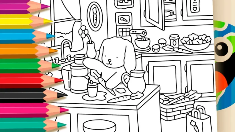 Coelhinho Fazendo Suco de Cenoura para Colorir