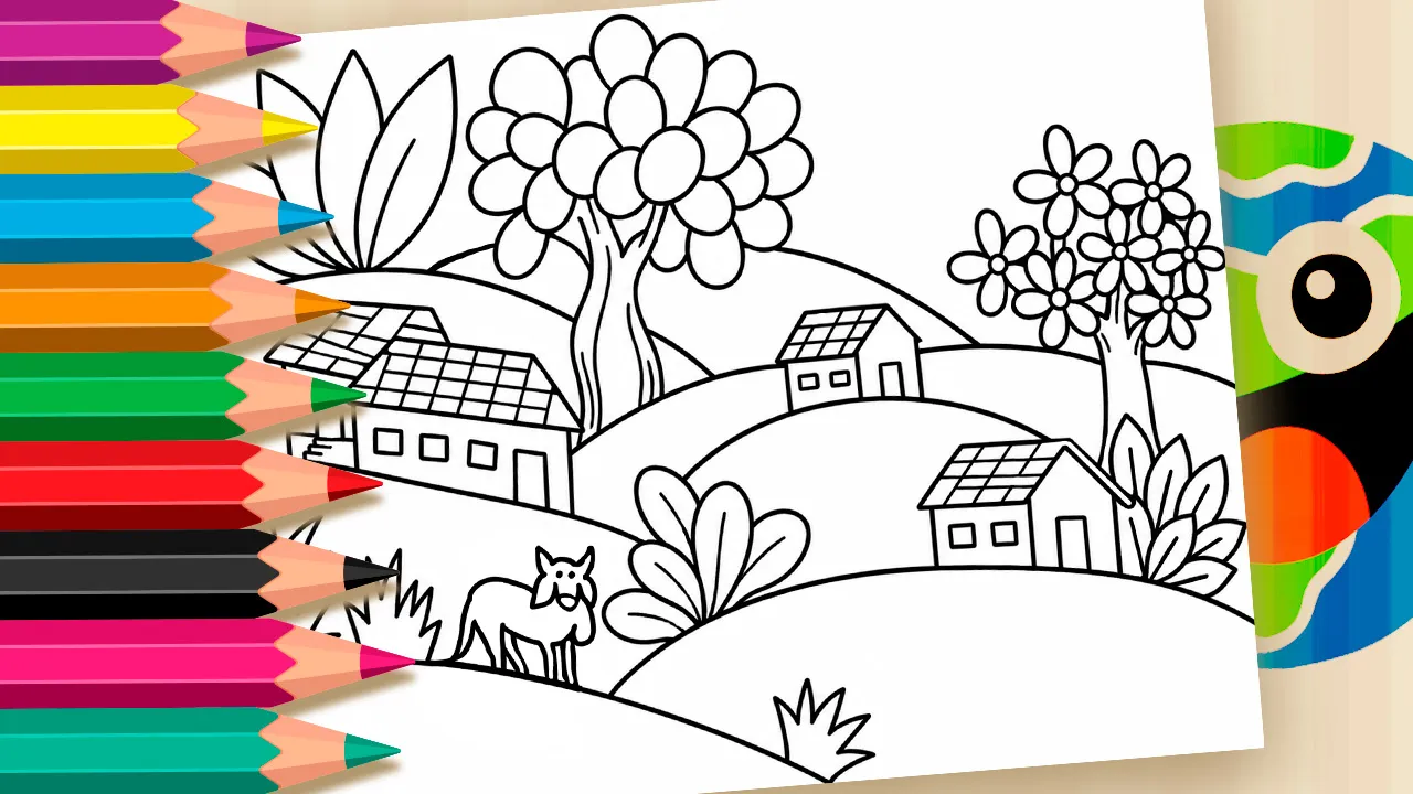 Paisagem com Touro de Tarsila para Colorir