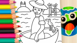 O Vendedor de Frutas com Tucano para Colorir
