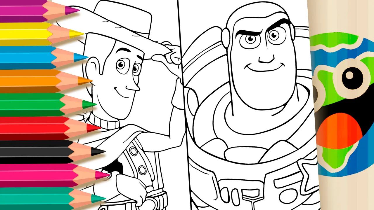 Desenho Woody e Buzz para Colorir Online: Pinte Toy Story