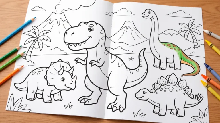 Desenhos de dinossauros para colorir com T-Rex, Triceratops, Braquiossauro e Estegossauro