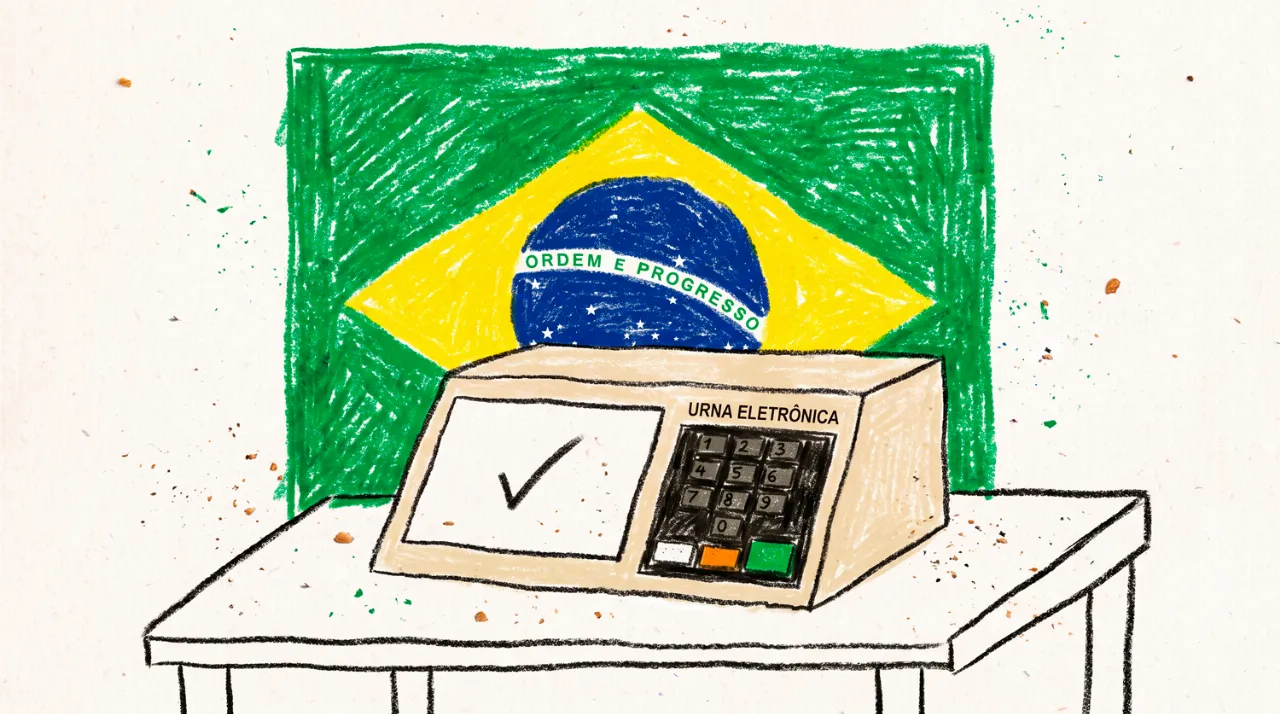 Urna eletrônica durante eleições no Brasil