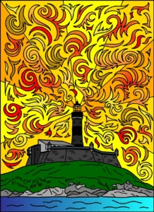 farol iluminado