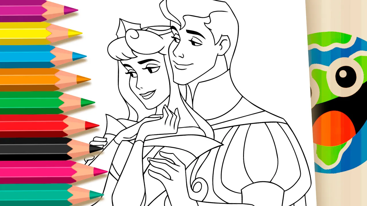 Aurora e Phillip em Romance para Colorir Online