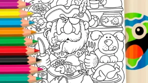 Almoço do Pirata para Colorir Online