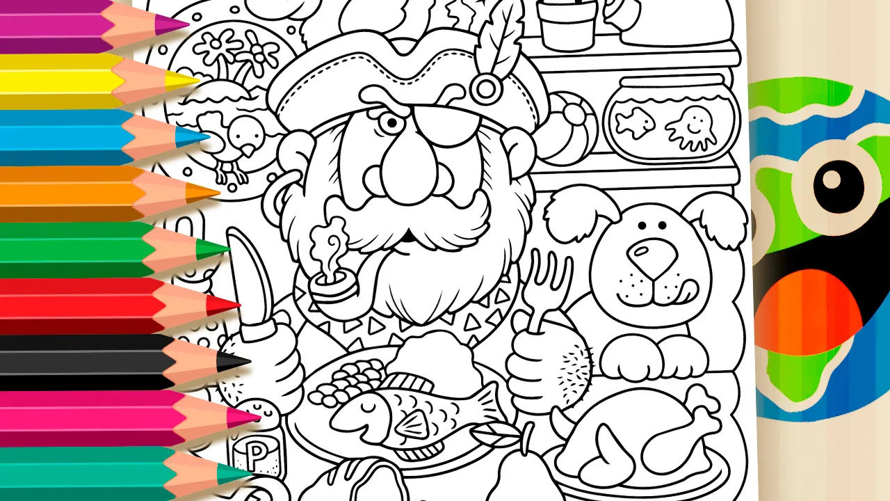 Almoço do Pirata - Desenho para imprimir e colorir