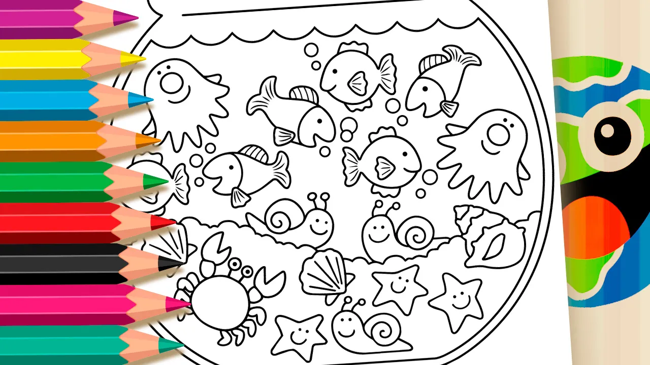 Aquário Fofo - Desenho para imprimir e colorir