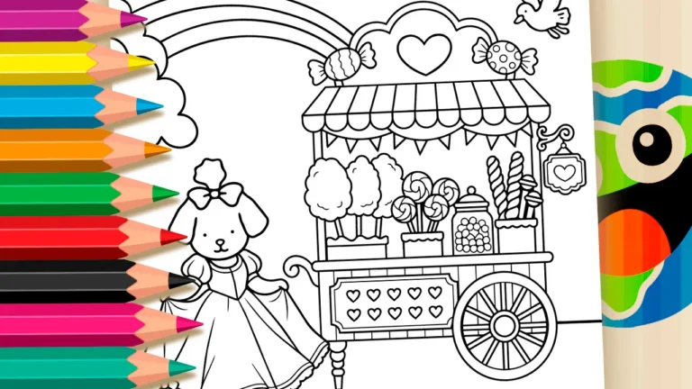 Princesa Cachorrinha na Barraca de Doces para Colorir