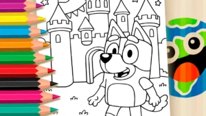 Bluey no Castelo para Colorir Online