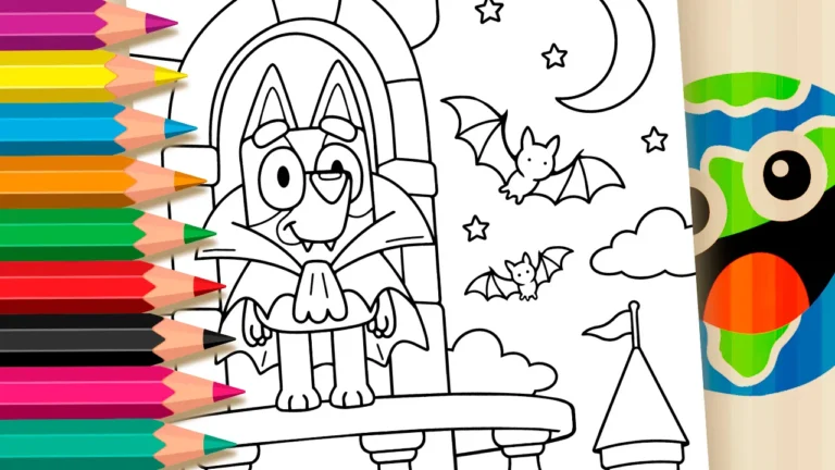 Bluey Vampira no Castelo para Colorir Online para Colorir