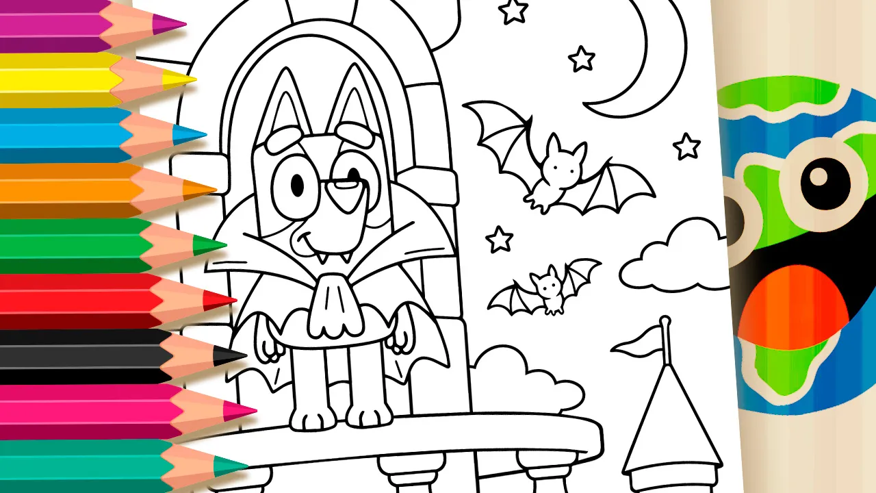 Bluey Vampira no Castelo para Colorir Online