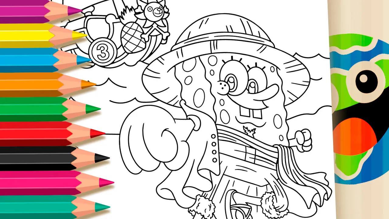 Bob Esponja Pirata - Desenho para imprimir e colorir