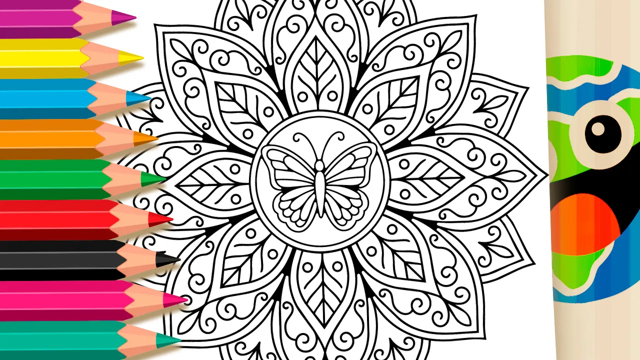 Borboleta na Mandala para Colorir Online - Desenho para imprimir e colorir