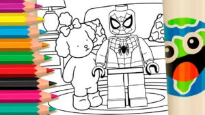 Cachorrinha e Homem-Aranha LEGO para Colorir Online