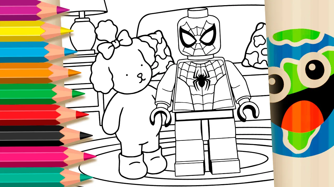 Cachorrinha e Homem-Aranha LEGO para Colorir Online