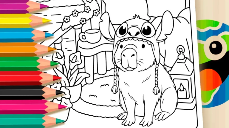 Capivara com Touca do Stitch para Colorir Online