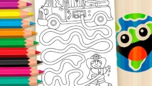 Caminhão de Bombeiro para Colorir Online