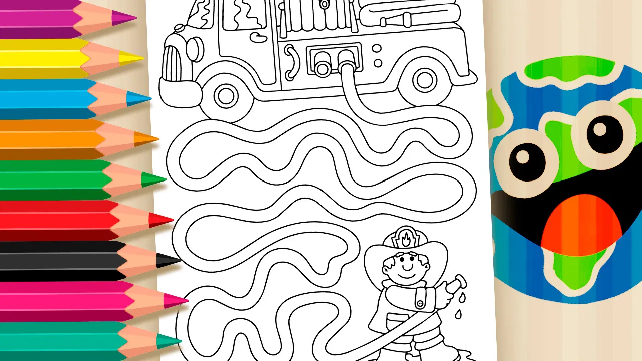 Caminhão de Bombeiro - Desenho para imprimir e colorir