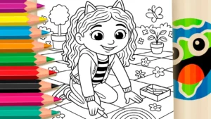 Gabby Desenhando um Arco-Íris para Colorir