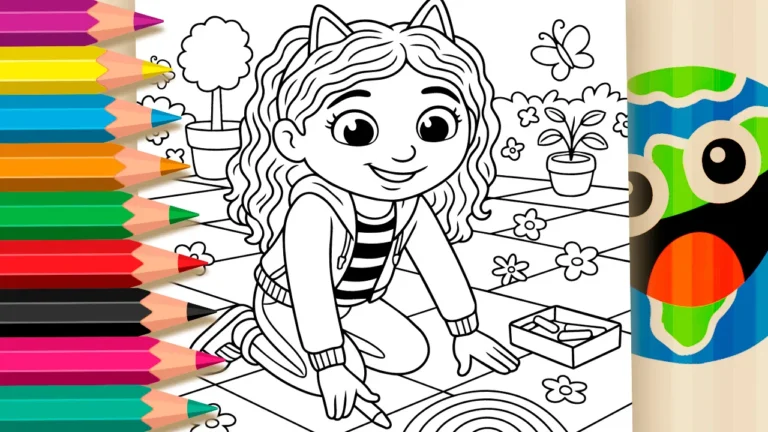 Gabby Desenhando um Arco-Íris para Colorir