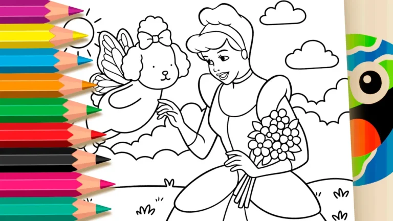 Cinderela e Cachorrinha Fadinha para Colorir
