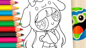 Menina Kawaii com Capuz de Orelhas Caídas