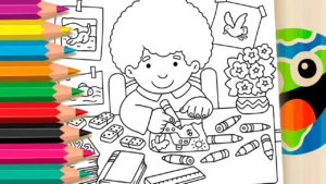 Criança Desenhando para Colorir Online