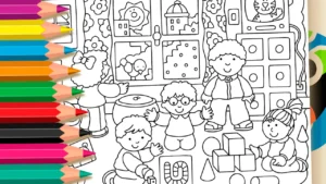 Sala de Brincadeiras para Colorir Online
