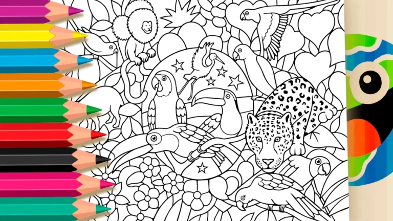 Fauna Brasileira na Bandeira para Colorir Online
