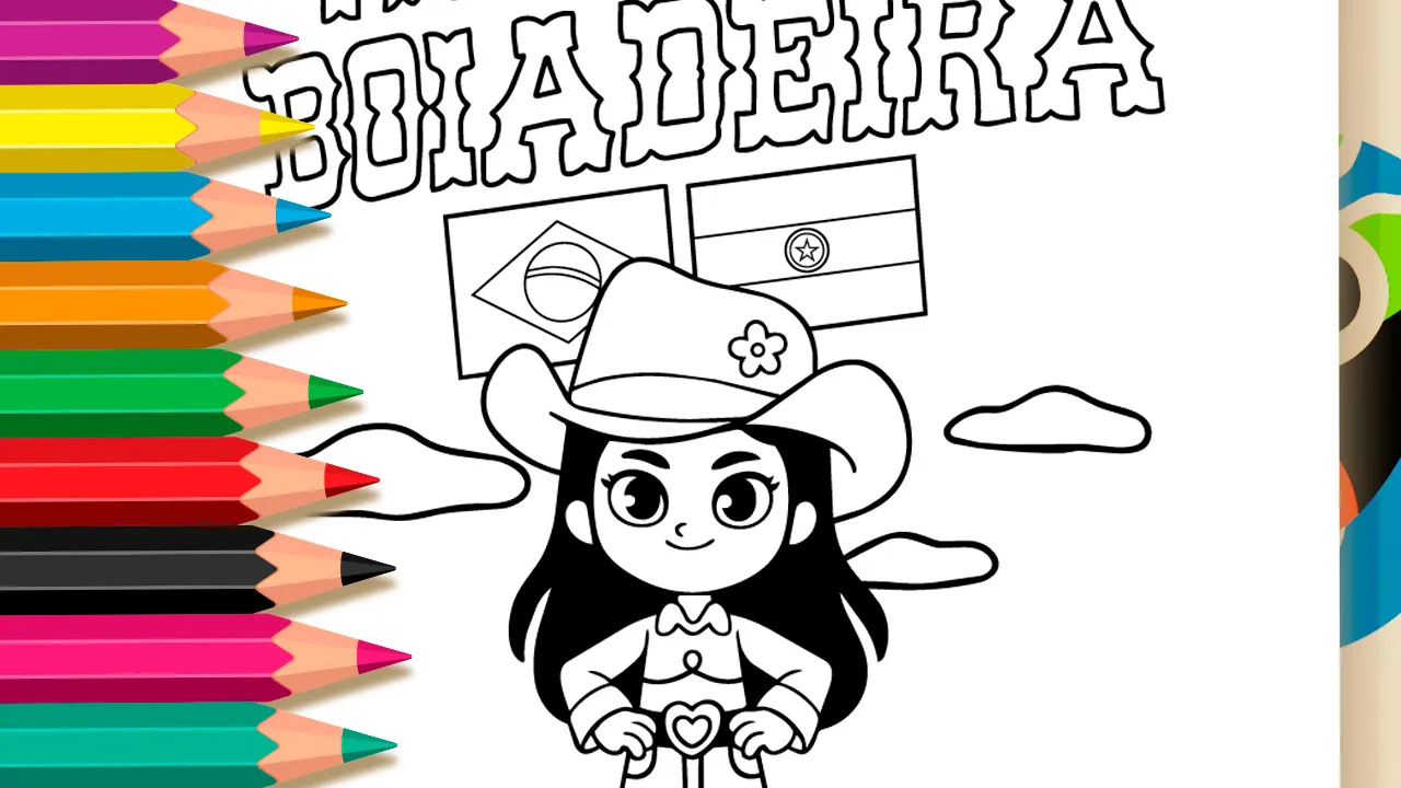 Boiadeirinha na Fazenda Boiadeira para Colorir