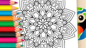 Mandala Floral de Oito Pontas para Colorir