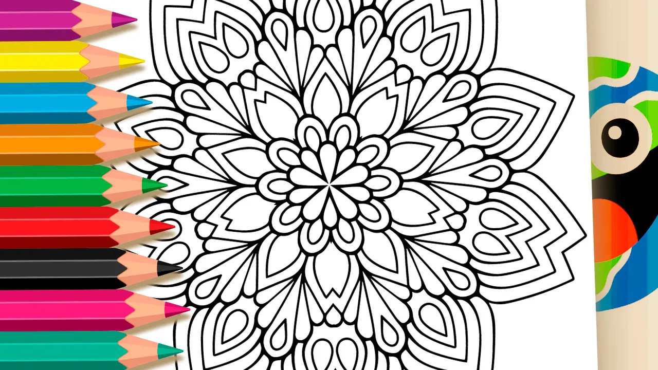 Mandala Floral de Oito Pontas para Colorir