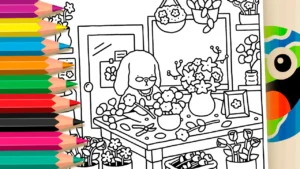 Coelhinho Florista para Colorir Online