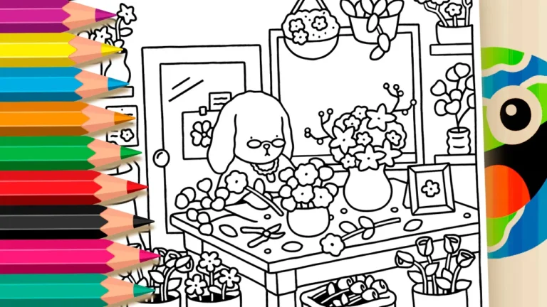 Coelhinho Florista para Colorir Online